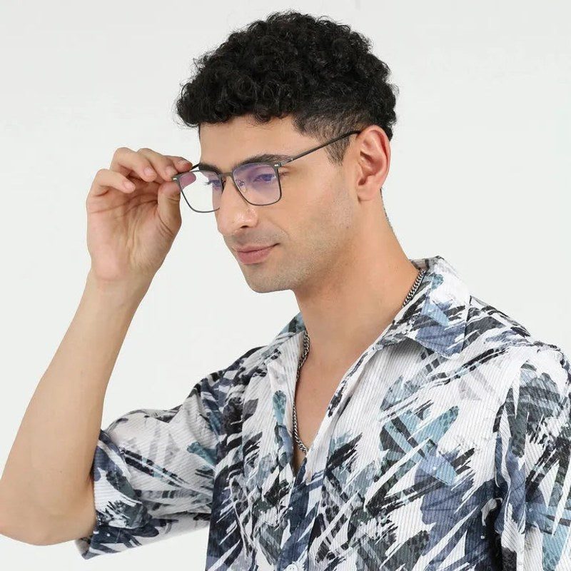 Quarion Grey Medium Full Rim Rectangle Clip-on for Men & Women — Hashtag Eyewears