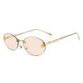 Quasar | Gold Small Rim Less Oval Sunglasses for Women [UV-protected]
