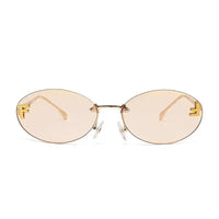 Quasar | Gold Small Rim Less Oval Sunglasses for Women [UV-protected]
