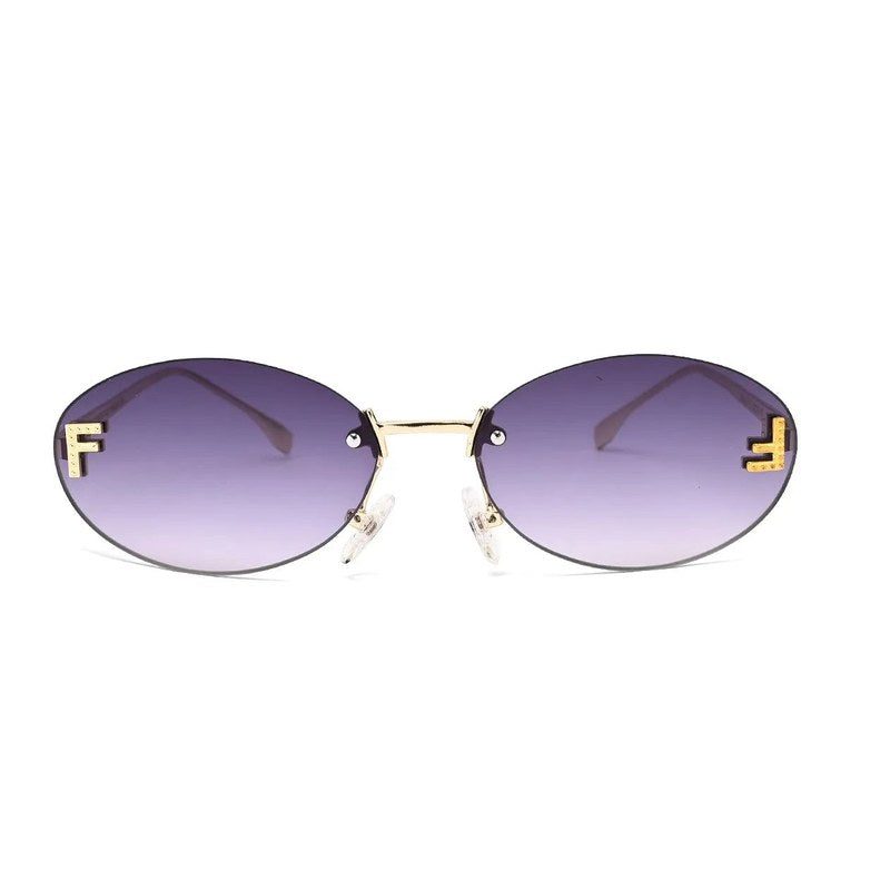 Quasar Gradient Black Small Rim Less Oval Sunglasses for Women — Hashtag Eyewears