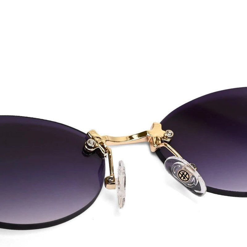 Quasar Gradient Black Small Rim Less Oval Sunglasses for Women — Hashtag Eyewears