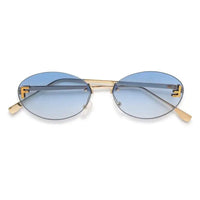 Quasar | Gradient Blue Small Rim Less Oval Sunglasses for Women [UV-protected]