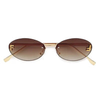 Quasar | Gradient Brown & Yellow Small Rim Less Oval Sunglasses for Women [UV-protected]
