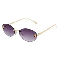 Quasar | Gradient Purple Small Rim Less Oval Sunglasses for Women [UV-protected]