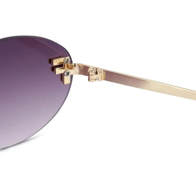 Quasar | Gradient Purple Small Rim Less Oval Sunglasses for Women [UV-protected]
