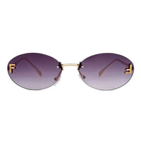 Quasar | Gradient Purple Small Rim Less Oval Sunglasses for Women [UV-protected]