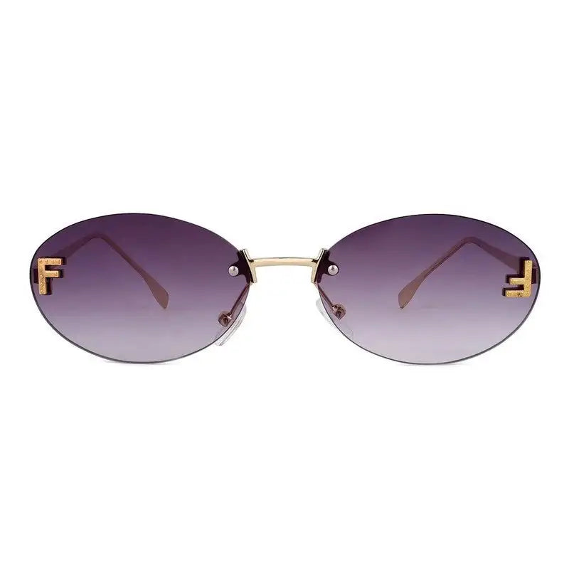 Quasar | Gradient Purple Small Rim Less Oval Sunglasses for Women [UV-protected]