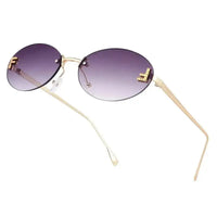 Quasar | Gradient Purple Small Rim Less Oval Sunglasses for Women [UV-protected]