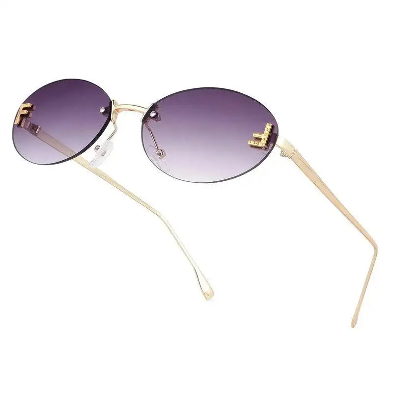 Quasar | Gradient Purple Small Rim Less Oval Sunglasses for Women [UV-protected]