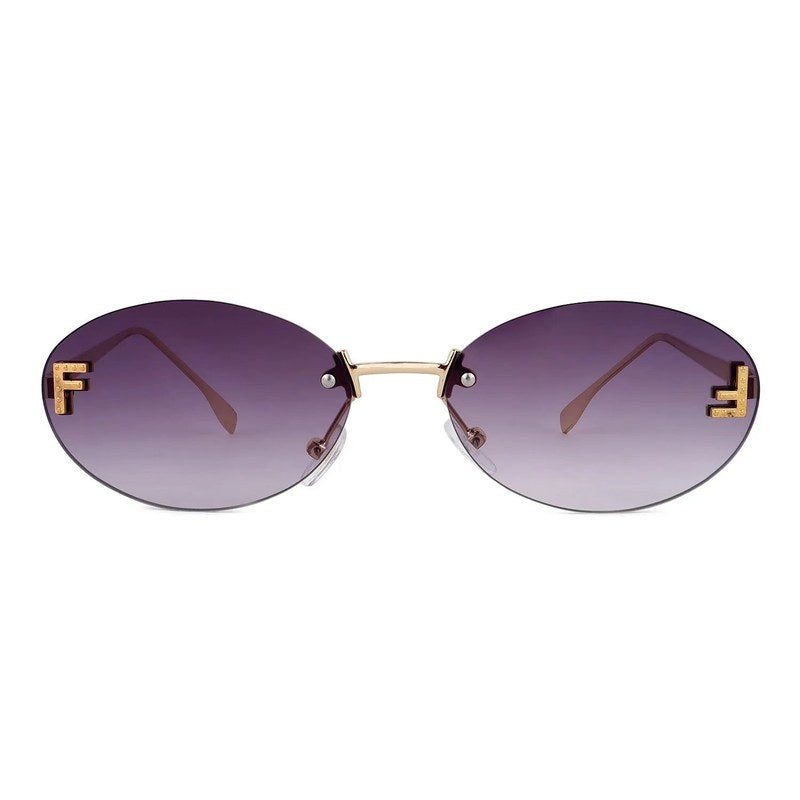 Quasar Gradient Purple Small Rim Less Oval Sunglasses for Women — Hashtag Eyewears