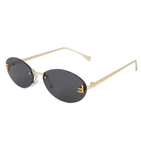 Quasar | Grey Small Rim Less Oval Sunglasses for Women [UV-protected]