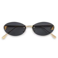 Quasar | Grey Small Rim Less Oval Sunglasses for Women [UV-protected]