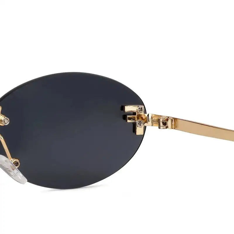 Quasar | Grey Small Rim Less Oval Sunglasses for Women [UV-protected]