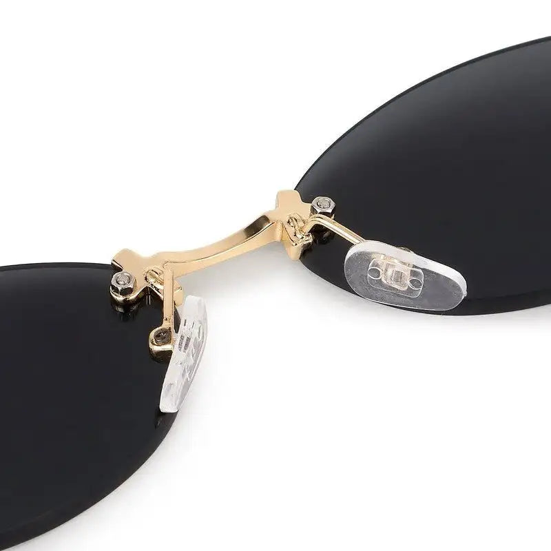 Quasar | Grey Small Rim Less Oval Sunglasses for Women [UV-protected]