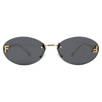 Quasar | Grey Small Rim Less Oval Sunglasses for Women [UV-protected]