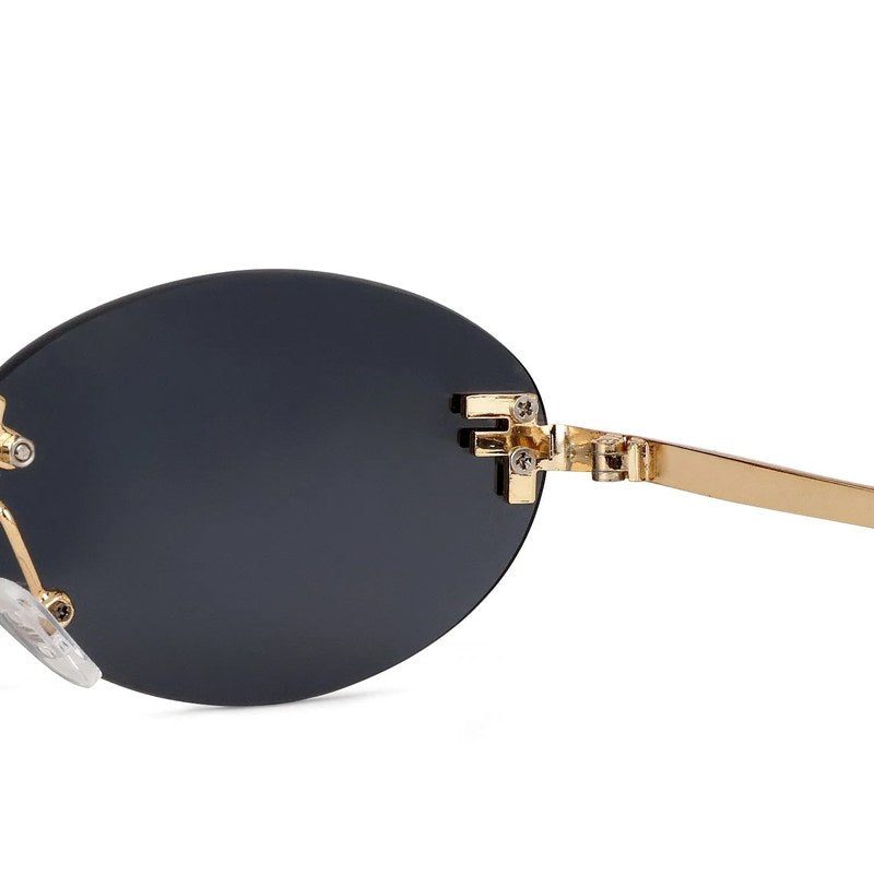 Quasar Grey Small Rim Less Oval Sunglasses for Women — Hashtag Eyewears