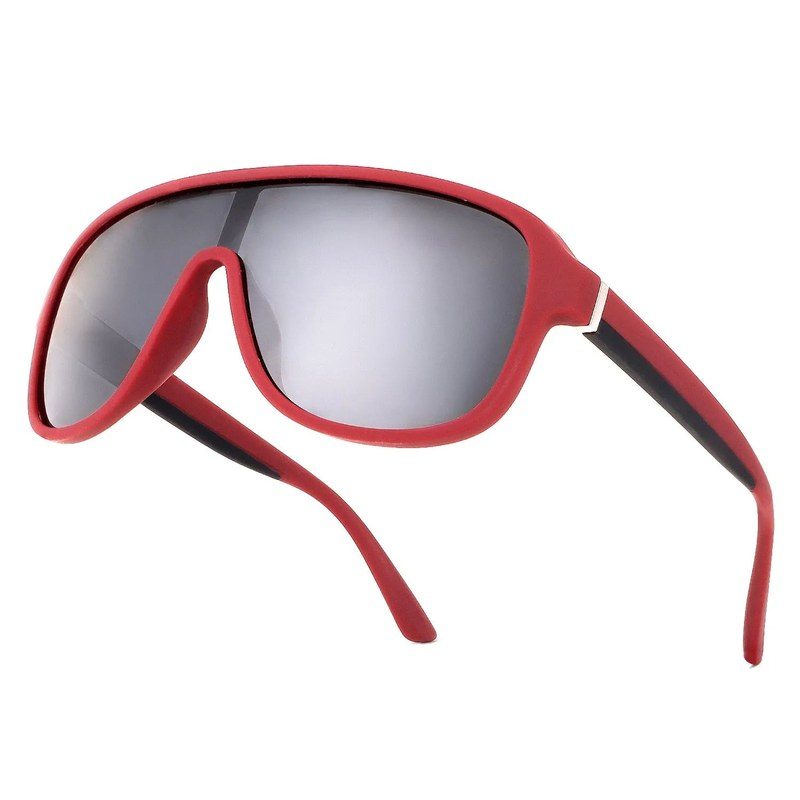 Quasor Red Extra-Large Full Rim Shield Sports Sunglasses for Men & Women — Hashtag Eyewears