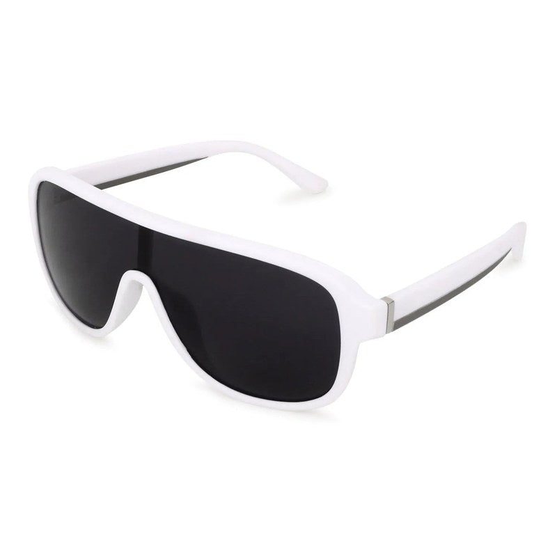 Quasor White Extra-Large Full Rim Shield Sports Sunglasses for Men & Women — Hashtag Eyewears