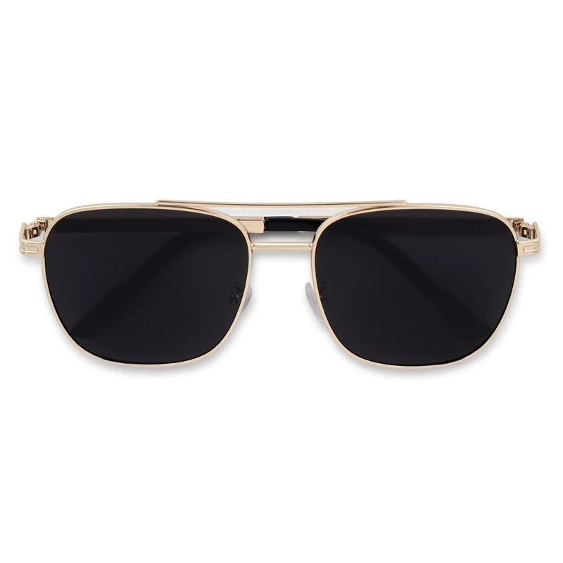 Quivion | Golden Large Full Rim Square Sunglasses for Men [Polarized]