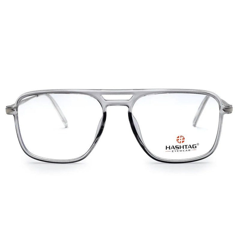Radion Smoke Medium Full Rim Square with Spring Hinges Eyeglasses for Men & Women — Hashtag Eyewears
