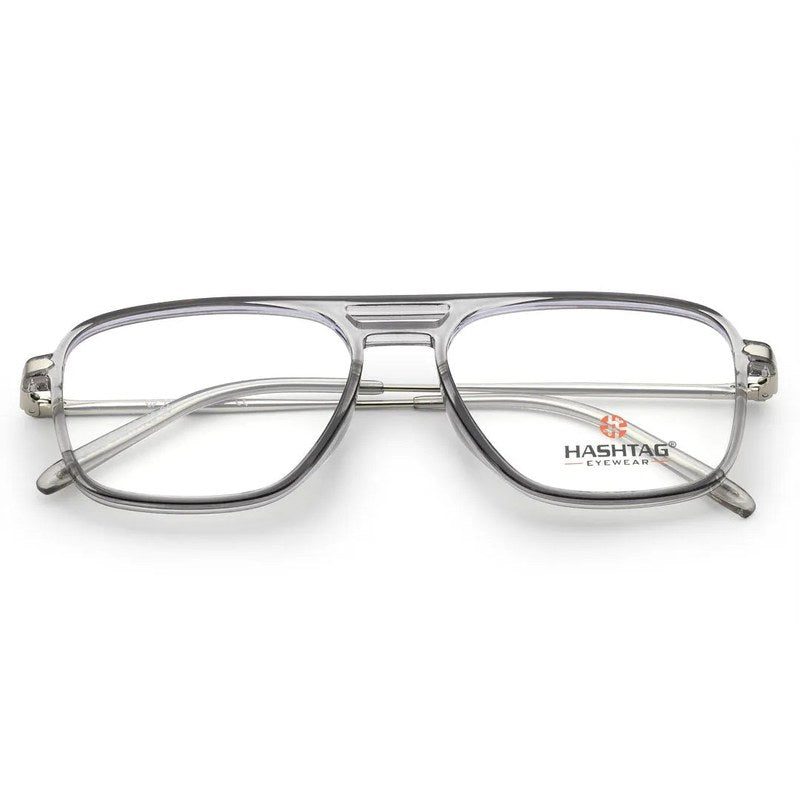 Radion Smoke Medium Full Rim Square with Spring Hinges Eyeglasses for Men & Women — Hashtag Eyewears