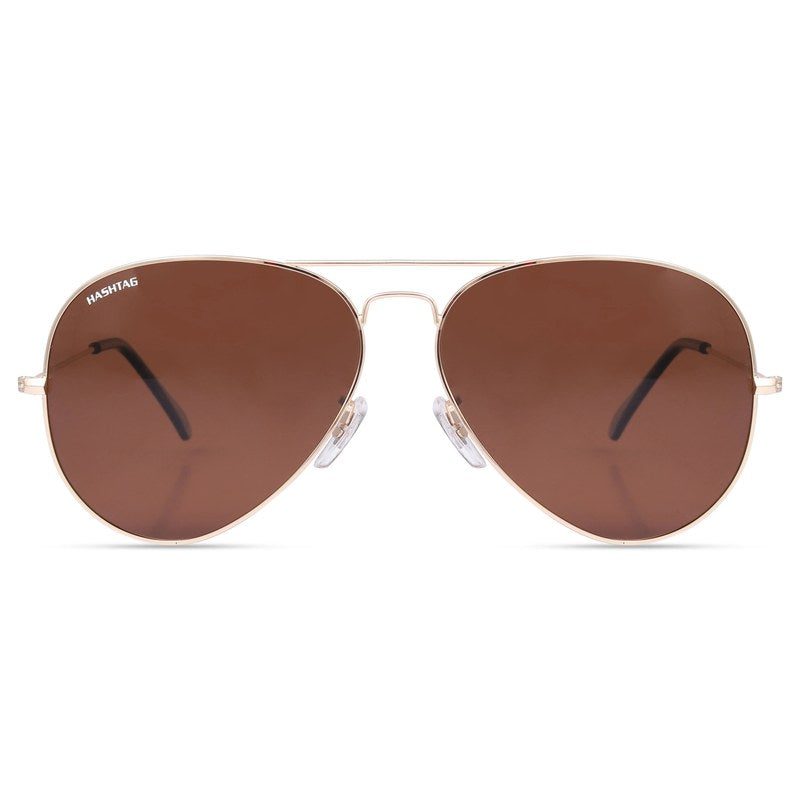 Ravyon Brown Large Full Rim Aviator Sunglasses for Men & Women — Hashtag Eyewears
