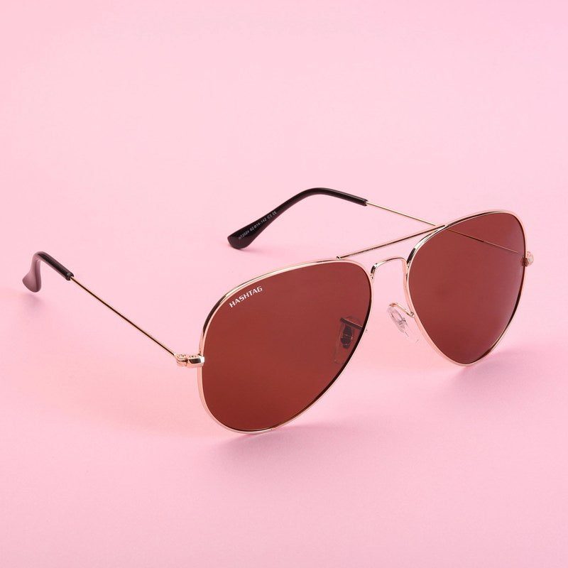 Ravyon Brown Large Full Rim Aviator Sunglasses for Men & Women — Hashtag Eyewears