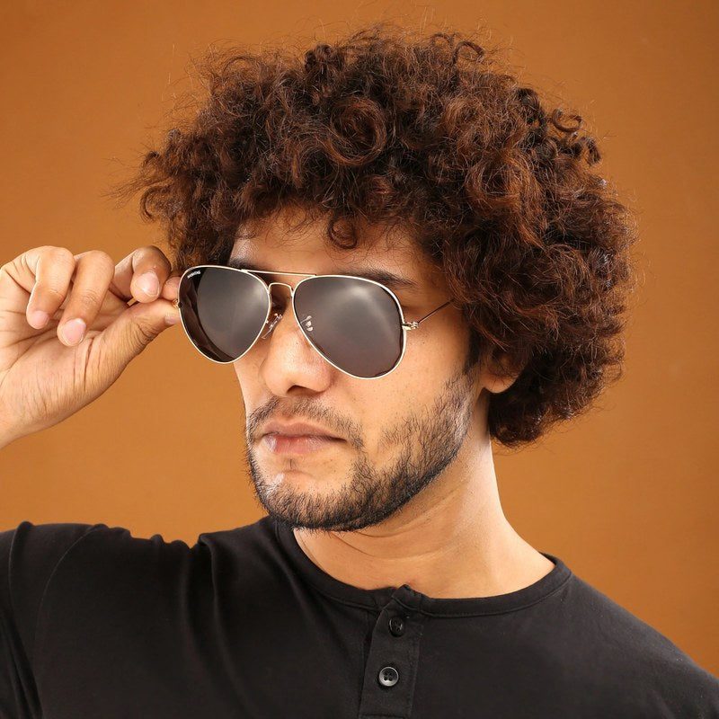 Ravyon Golden Black Large Full Rim Aviator Sunglasses for Men & Women — Hashtag Eyewears
