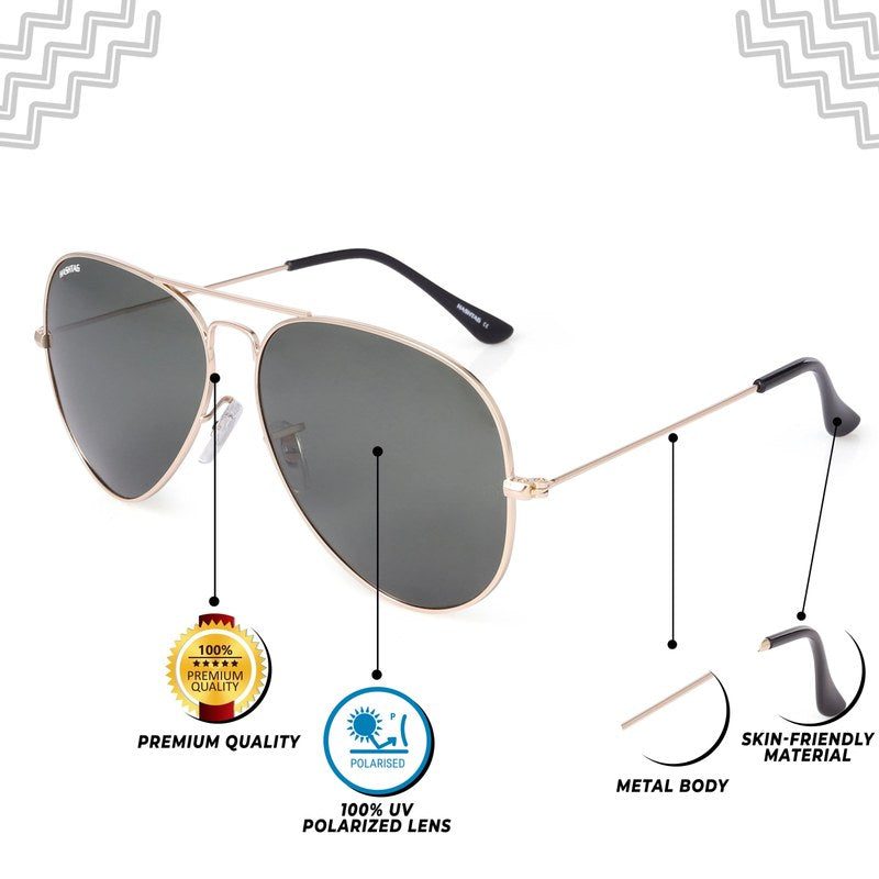 Ravyon Green Large Full Rim Aviator Sunglasses for Men & Women — Hashtag Eyewears