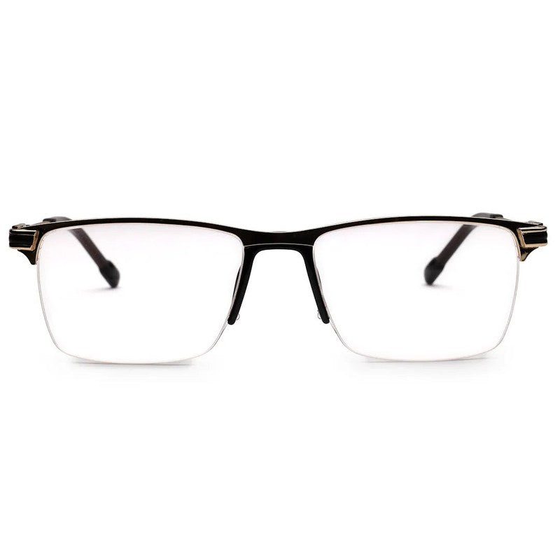 Ray-II Golden Medium Half Rim Square Eyeglasses for Men & Women — Hashtag Eyewears