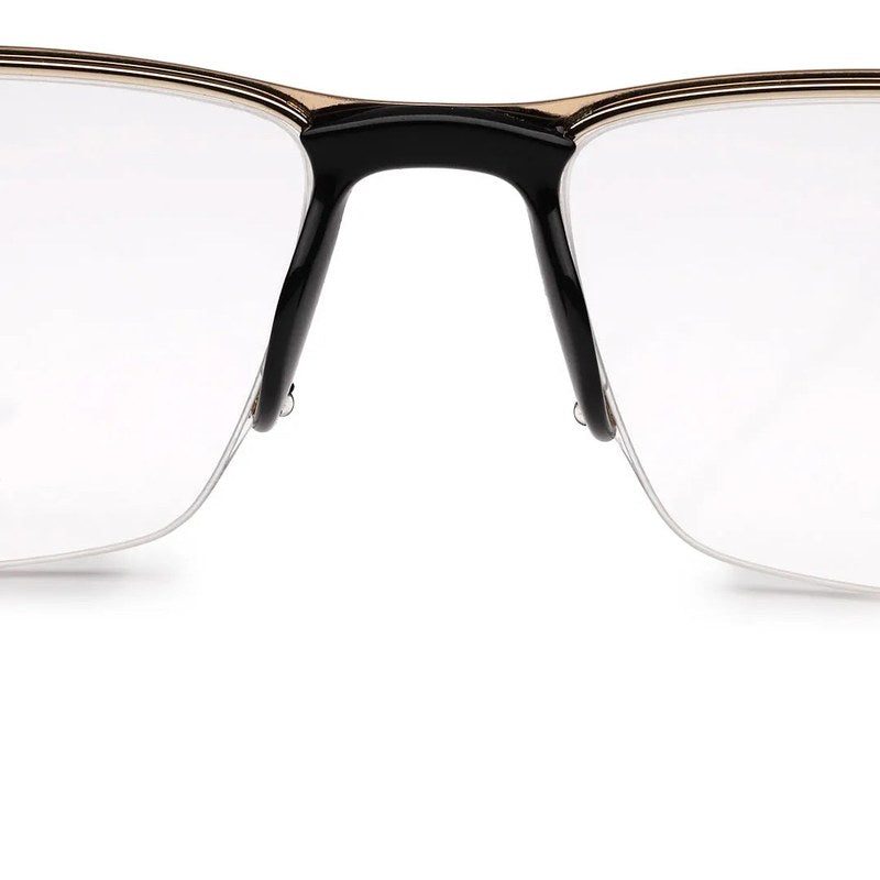 Ray-II Golden Medium Half Rim Square Eyeglasses for Men & Women — Hashtag Eyewears