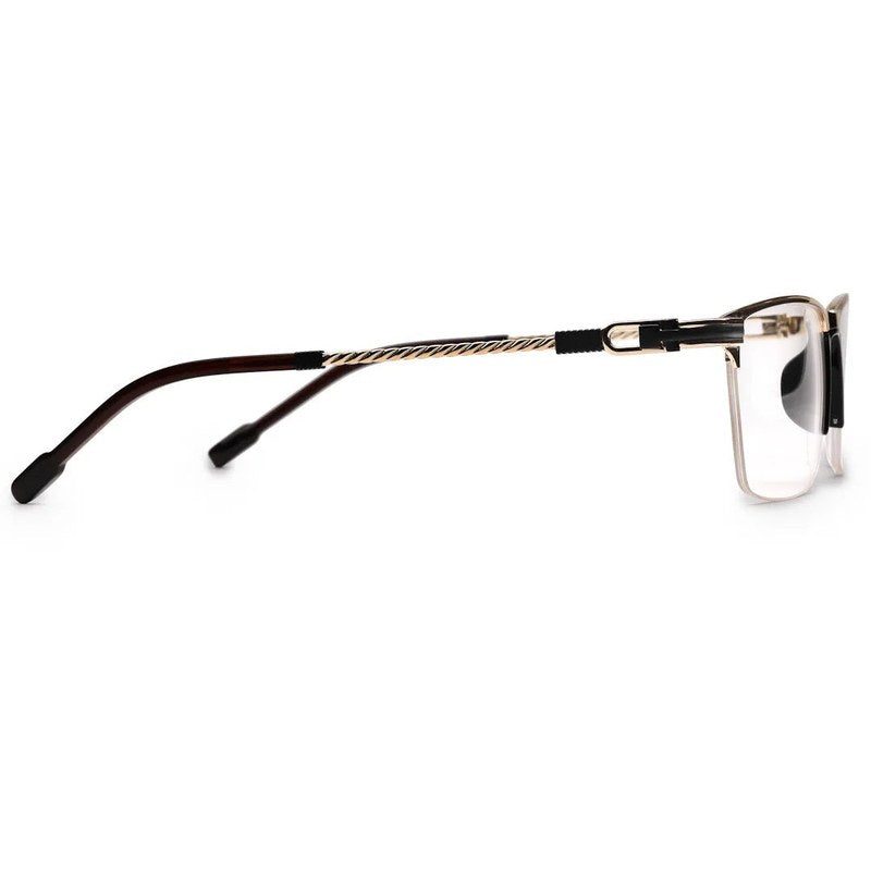 Ray-II Golden Medium Half Rim Square Eyeglasses for Men & Women — Hashtag Eyewears