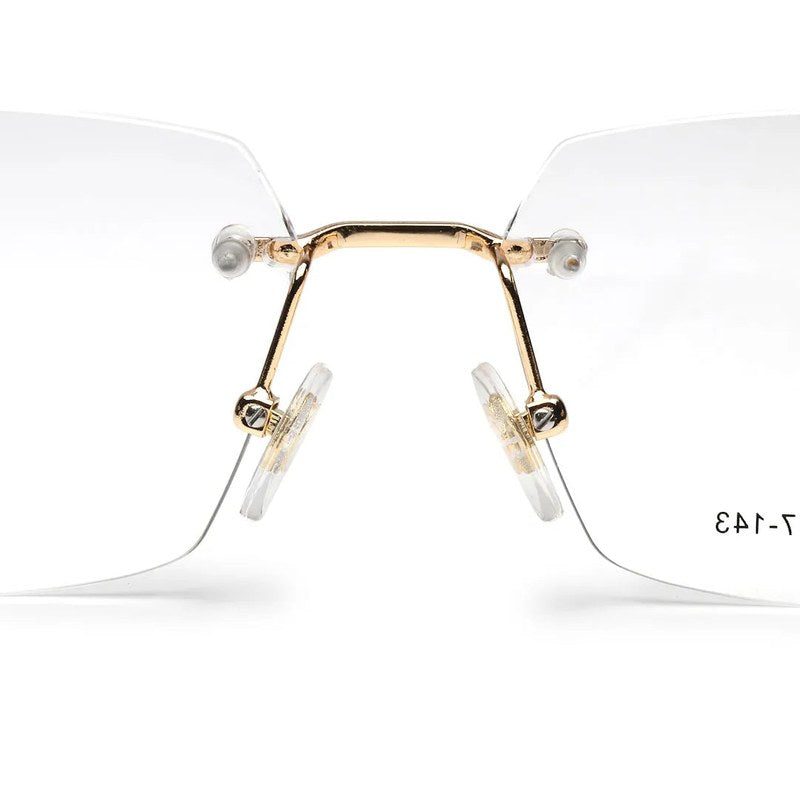 Ray-II Golden Medium Rim Less Square Eyeglasses for Men & Women — Hashtag Eyewears