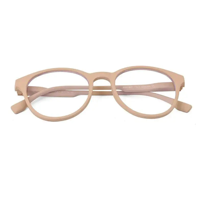 RayBloc | Cream Medium Full Rim OVAL Computer Glasses for Men & Women [Blue Block]