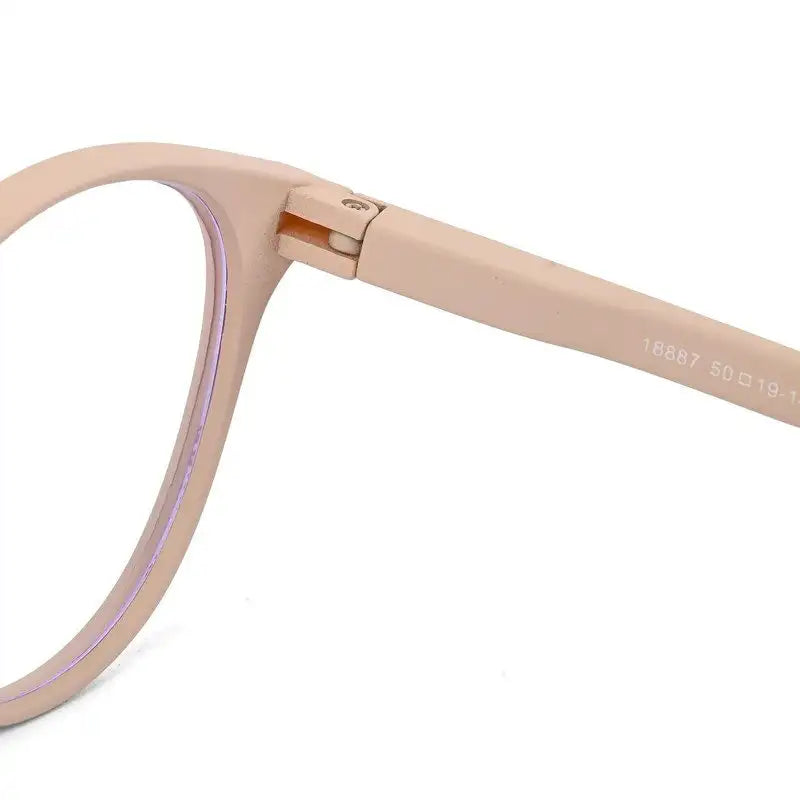 RayBloc | Cream Medium Full Rim OVAL Computer Glasses for Men & Women [Blue Block]
