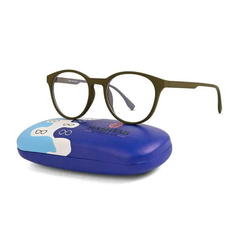 RayBloc | Green Medium Full Rim OVAL Computer Glasses for Men & Women [Blue Block]