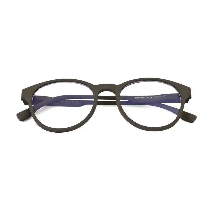 RayBloc | Grey Medium Full Rim OVAL Computer Glasses for Men & Women [Blue Block]