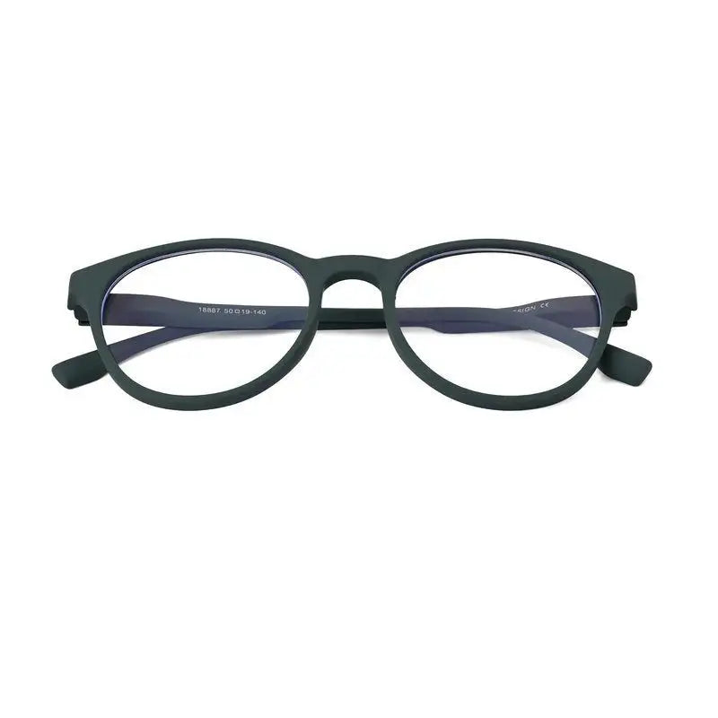 RayBloc | Olive Green Medium Full Rim OVAL Computer Glasses for Men & Women [Blue Block]