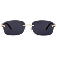 Raynor Black Medium Rim Less Rectangle Sunglasses for Men & Women — Hashtag Eyewears