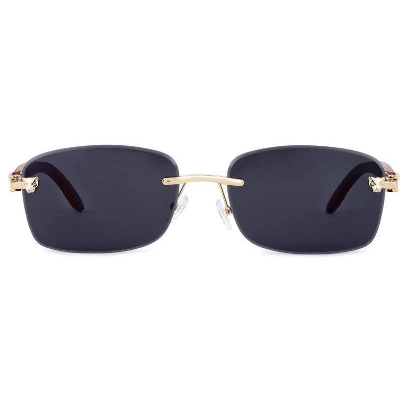 Raynor Black Medium Rim Less Rectangle Sunglasses for Men & Women — Hashtag Eyewears