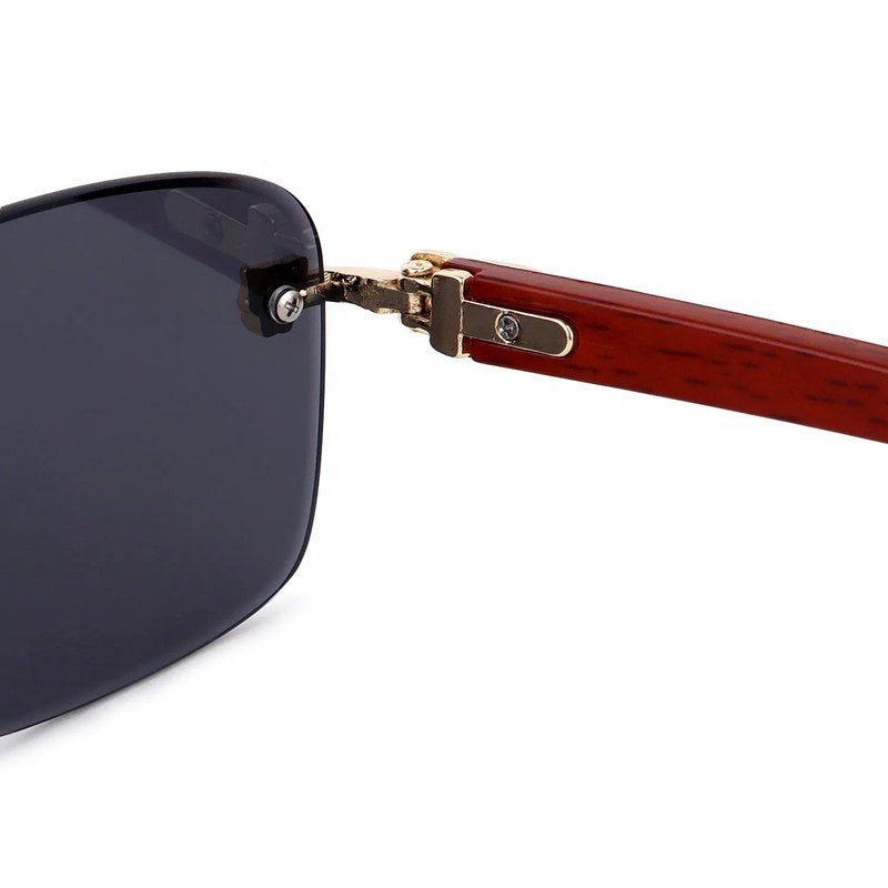 Raynor Black Medium Rim Less Rectangle Sunglasses for Men & Women — Hashtag Eyewears