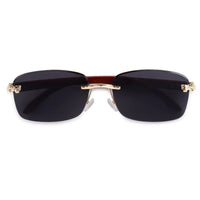 Raynor Black Medium Rim Less Rectangle Sunglasses for Men & Women — Hashtag Eyewears