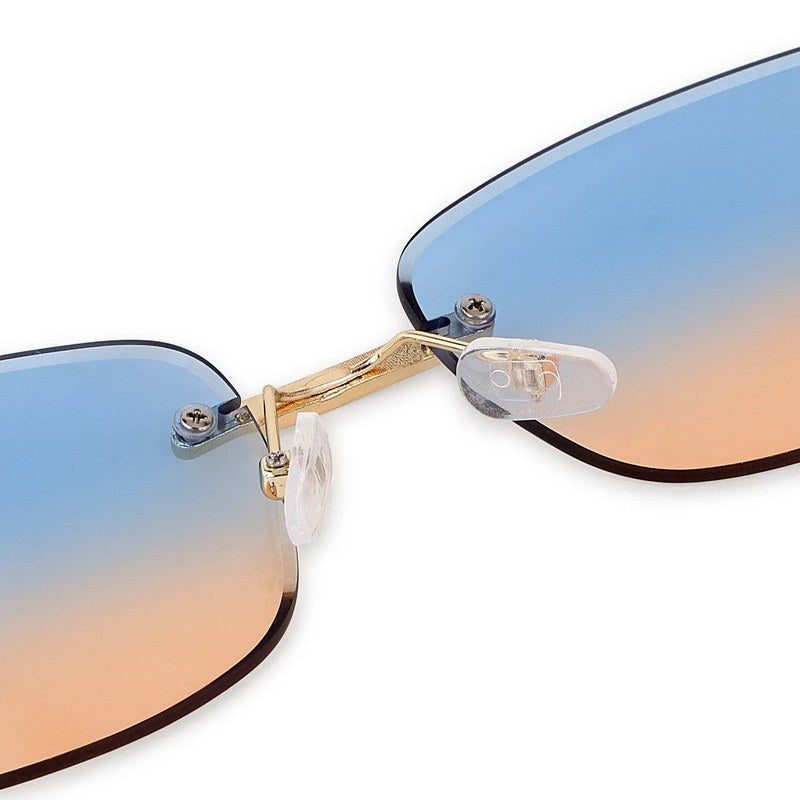 Raynor Gradient Blue & Brown Medium Rim Less Rectangle Sunglasses for Men & Women — Hashtag Eyewears