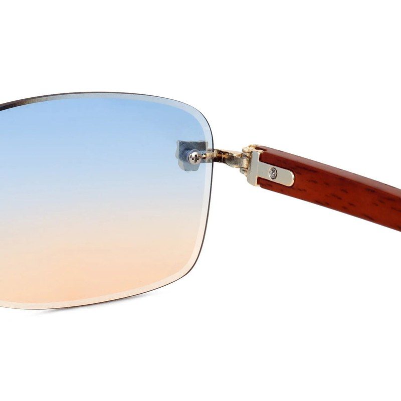 Raynor Gradient Blue & Brown Medium Rim Less Rectangle Sunglasses for Men & Women — Hashtag Eyewears