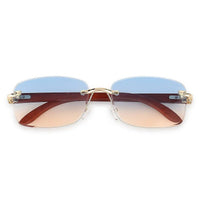 Raynor Gradient Blue & Brown Medium Rim Less Rectangle Sunglasses for Men & Women — Hashtag Eyewears