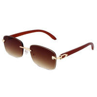 Raynor Gradient Brown Medium Rim Less Rectangle Sunglasses for Men & Women — Hashtag Eyewears