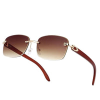 Raynor Gradient Brown Medium Rim Less Rectangle Sunglasses for Men & Women — Hashtag Eyewears