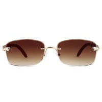 Raynor Gradient Brown Medium Rim Less Rectangle Sunglasses for Men & Women — Hashtag Eyewears