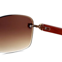 Raynor Gradient Brown Medium Rim Less Rectangle Sunglasses for Men & Women — Hashtag Eyewears