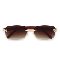 Raynor Gradient Brown Medium Rim Less Rectangle Sunglasses for Men & Women — Hashtag Eyewears